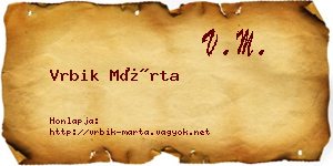 Vrbik Márta névjegykártya